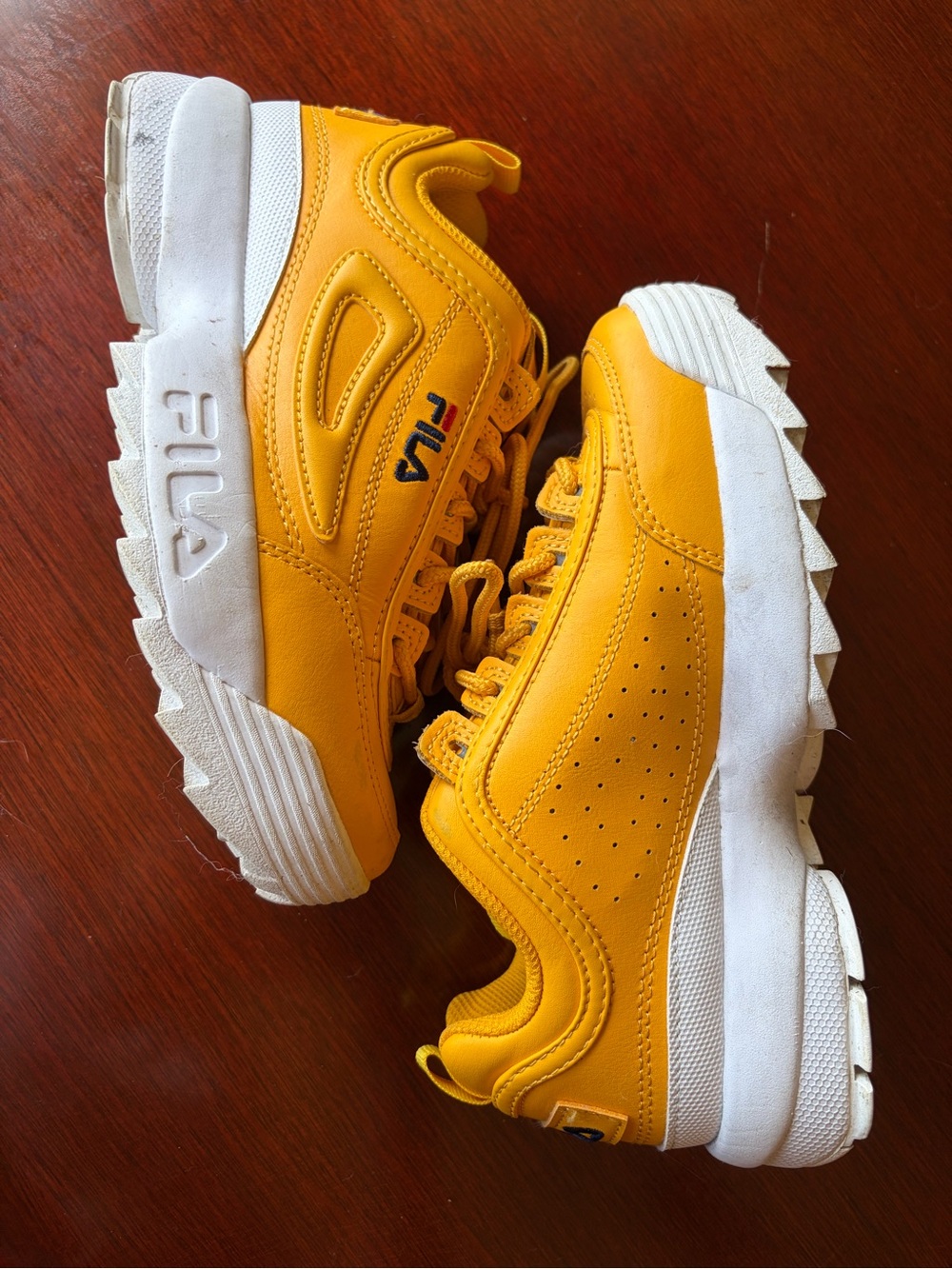 FILA Yellow Disruptor-Style Sneakers Size 6